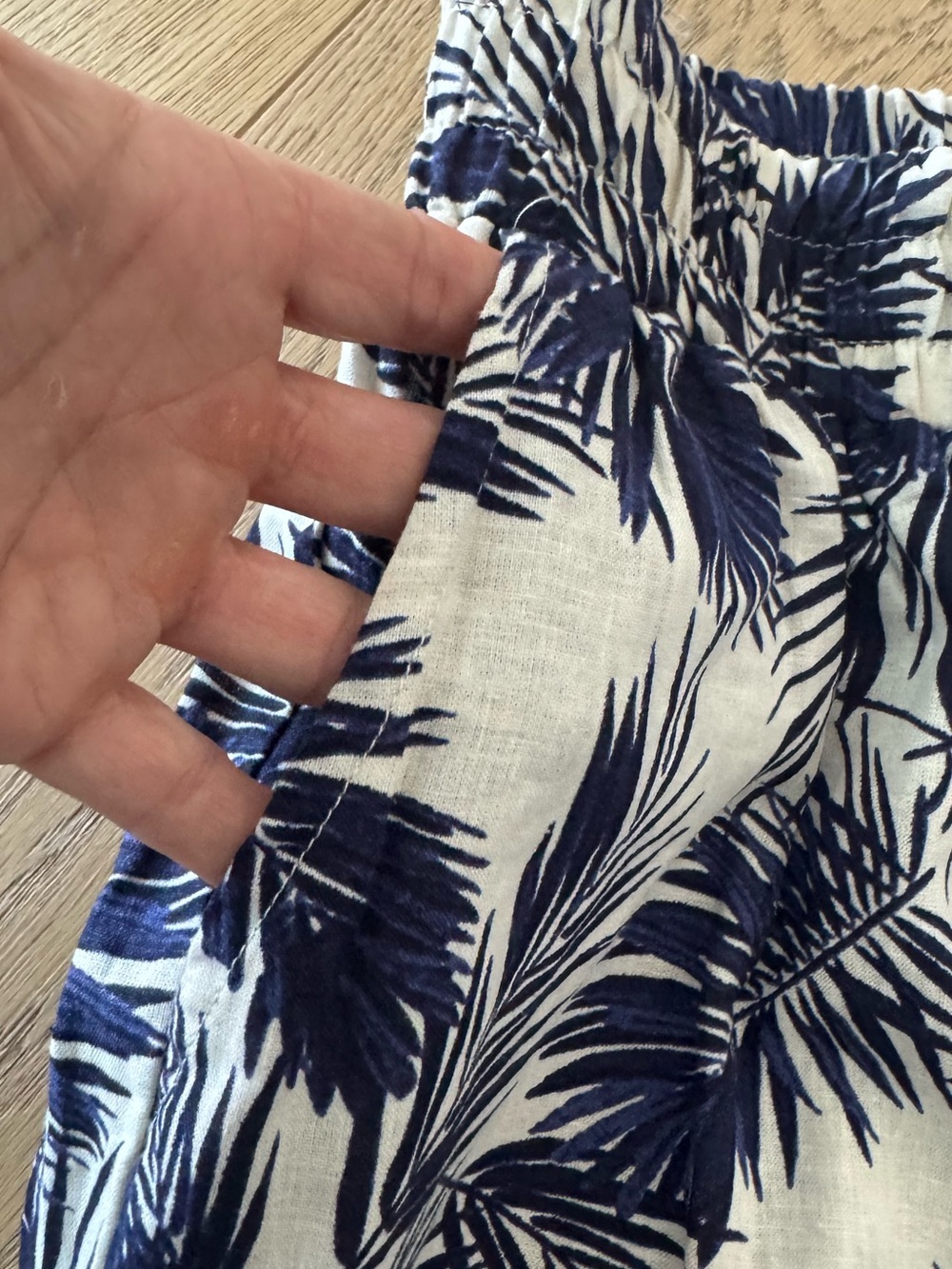Panama Jack Linen Pants Palm Print Blue and Ivory Size Small - Picture 5 of 9
